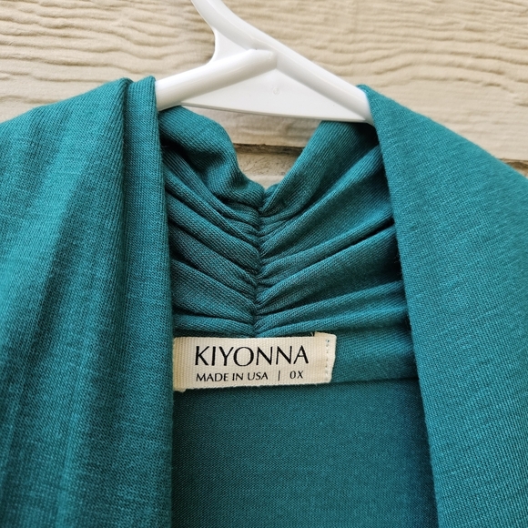 NWT Kiyonna 3/4 sleeve green flowy cardigan wrap top 0X - Picture 3 of 6